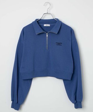 WEGO ハーフジップショートスウェット ブルー