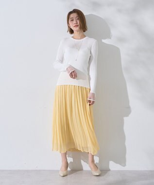 YECCA VECCA シャイニーサテンプリーツスカート Yellow