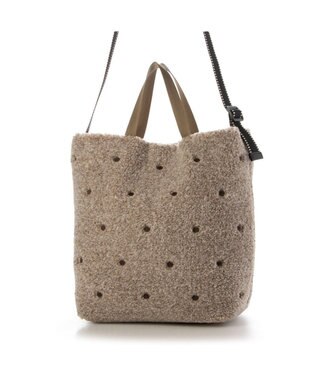 UNBILLION カシュカシュ cachecache / ミックスカラーボアドット2wayトート ブラウン