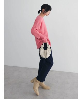 Green Parks ｆｕｗａっとメランジ袖リブ長めニットプルオーバー Pink