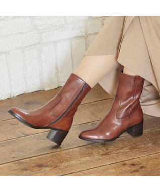 ing <ing>カジュアルハーフブーツ ブラウン