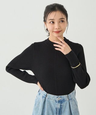 earth music&ecology やわらかタッチハイネックリブニットプルオーバー Black