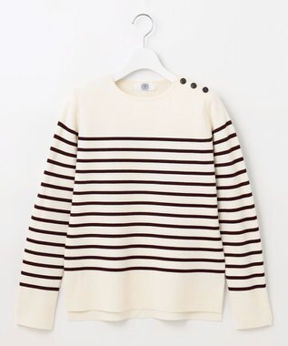 J.PRESS LADIES 【洗える】VIS/PE MILANO ボーダー ニット ワイン系1