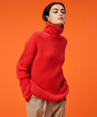 【洗える】BERTAINA /  配色リンキングタートルネックニット