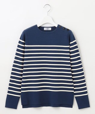 J.PRESS LADIES 【洗える】VIS/PE MILANO ボーダー ニット ダルブルー系1