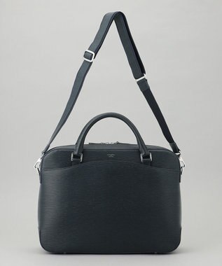 GOTAIRIKU 日本製【PELLE MORBIDA】型押しレザー ブリーフバッグ ネイビー系