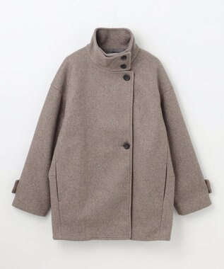 ANY スタンドカラーコクーンシルエットコート モカ