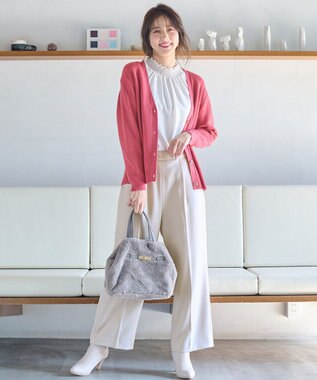 ANY SIS 【美人百花11月号掲載】パール調ポイントツイル パンツ 【WEB・一部店舗限定】 アイボリーベージュ