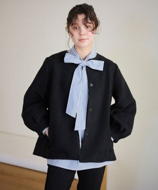 #Newans 【洗濯機可能】バックフレアショートコート ブラック