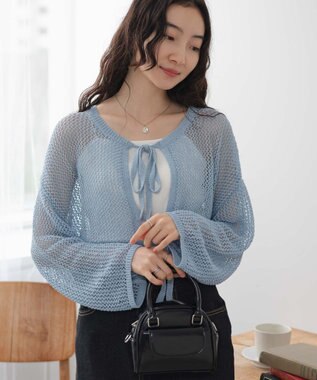 WEGO メッシュニットカーデ サックス