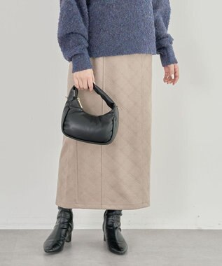 Green Parks ・ＥＬＥＮＣＡＲＥ　ＤＵＥ　エンボスナロースカート Gray Beige