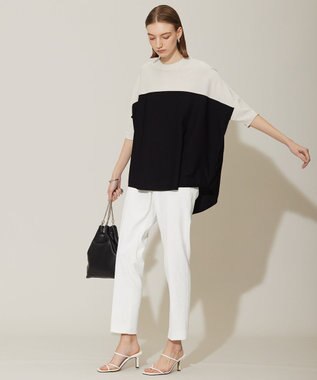 ICB 【新色追加・接触冷感・UVカット・洗える】 ヴィスコースナイロンハイゲージ 半袖プルオーバー トープ×ブラック系