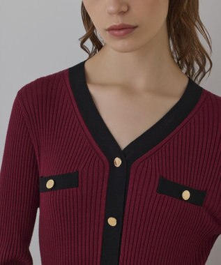 GRACE CONTINENTAL バイカラーニットワンピース ボルドー