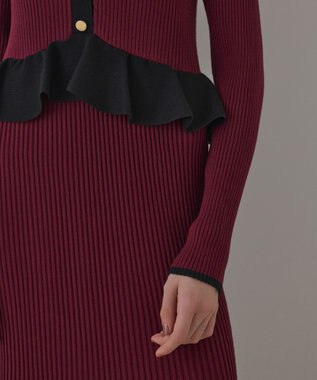 GRACE CONTINENTAL バイカラーニットワンピース ボルドー