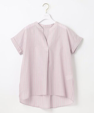 ANY SIS 【洗える】スキッパーイージー シャツ ピンクストライプ
