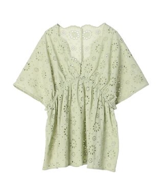 earth music&ecology コットンレースＶネックブラウス Off White