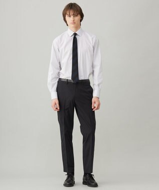 UNFILO MENS ドライ ストレッチ ドレスシャツ ブラックストライプ