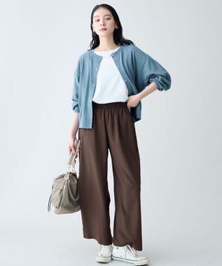 ANY シアーワッフルカーディガン ブルー