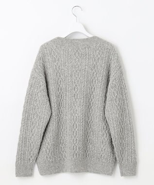 自由区 アランパターン Vネックニット ライトグレー系