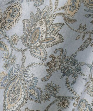 23区 【先行予約】Ericaキャラコ  ペイズリープリント シャツワンピース サックス系