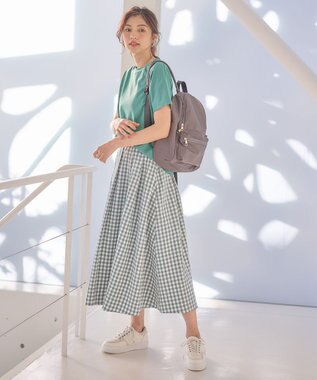 ANY 【ウエストゴム】ギンガムフレアスカート グリーンギンガム