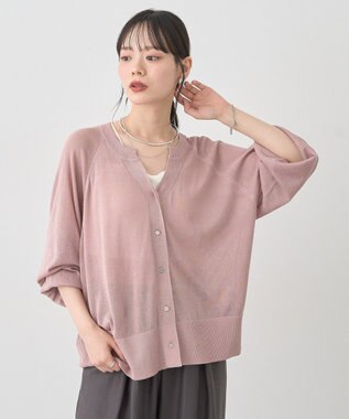 earth music&ecology 【接触冷感】キーネックシアーカーディガン Pink