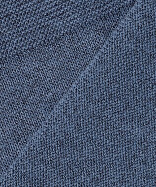 自由区 【洗える】ペーパーブレンドスキッパーポロ ニット ブルーグレー