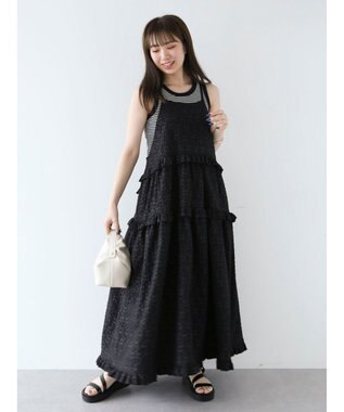 Green Parks ・Ｐｅｔｉｔ　Ｆｌｅｕｒフラワージャカードキャミワンピ Black