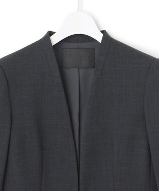 ICB 【UVカット・洗える】ウール2WAYストレッチ ノーカラージャケット チャコール