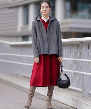 組曲 L ウールモッサ ショートコート ブラック系8