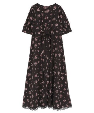 earth music&ecology レース切替フラワーロングワンピース Brown