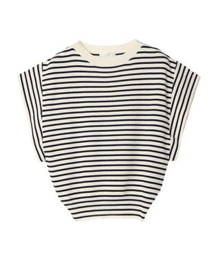 Green Parks 推しニット　フレンチスリーブニットプルオーバー Border