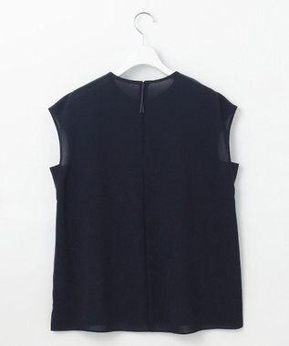 自由区 【セットアップ対応・UVカット・接触冷感・洗える】ライトストレッチ ブラウス ネイビー