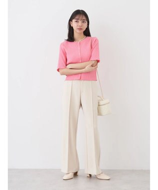 earth music&ecology ドットボタン５分袖リブプルオーバー Pink