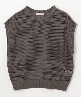 ANY フレンチスリーブメッシュニット モカ