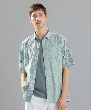 JOSEPH HOMME 【LIBERTY】クレイジーリバティ　半袖レギュラーシャツ ピーコックグリーン系