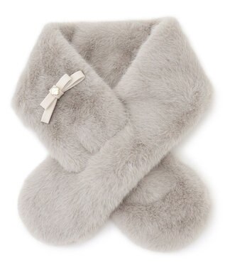 TOCCA 【ブローチ取り外し可】BOW RIBBON FURTIPPET ティペット ライトグレー系