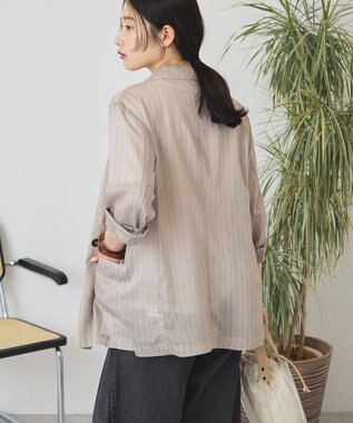 AMERICAN HOLIC シアーストライプジャケット Gray Beige