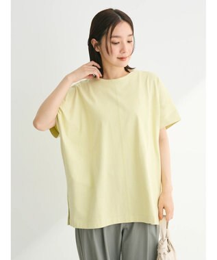 Green Parks インド綿 フレンチスリーブ前後差カットプルオーバー Light Green