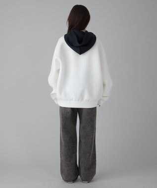 WEGO 【ユニセックス着用ITEM/MLサイズ展開】ワンポイントバイカラープルパーカー ホワイト