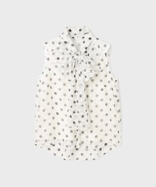 GRACE CONTINENTAL ドットオパールボウタイノースリーブ ホワイト