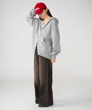 WEGO 【ユニセックス着用ITEM/MLサイズ展開】コンパクトフィットダブルZIPパーカー 杢グレー