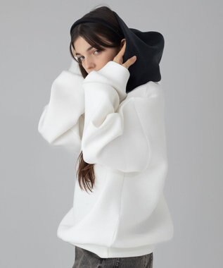 WEGO 【ユニセックス着用ITEM/MLサイズ展開】ワンポイントバイカラープルパーカー ホワイト