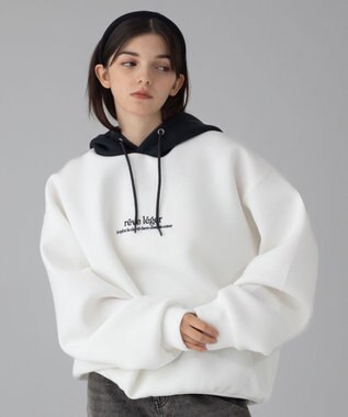 WEGO 【ユニセックス着用ITEM/MLサイズ展開】ワンポイントバイカラープルパーカー ホワイト