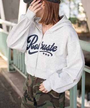 WEGO ロゴジップショートパーカー 杢グレー