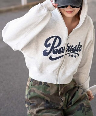 WEGO ロゴジップショートパーカー 杢グレー