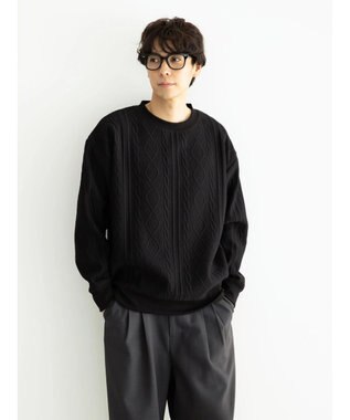 CRAFT STANDARD BOUTIQUE ケーブル柄カットプルオーバー1 Black