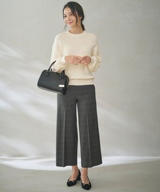 ANY SIS 【保温効果/ストレッチ】シリーズ累計13万枚突破！ビューティサーモ ワイドパンツ グレーグレンチェック