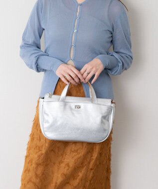  【RIPANI】シャインシルバーレザー2WAYバッグ