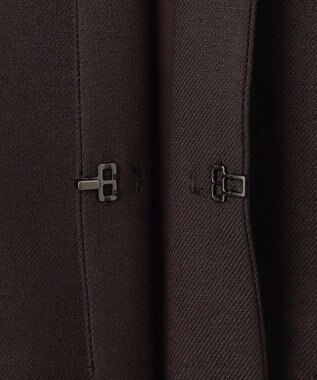 ICB 【洗える】プロヴィスウールツイル ノーカラージャケット チャコール系